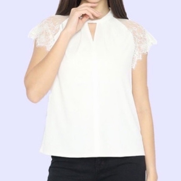 Worthington Tops - Worthington Keyhole Lace Sleeve Blouse EUC Size Petite XXL